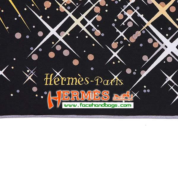 Hermes 100% Silk Square Scarf Black HESISS 87 x 87 - Click Image to Close